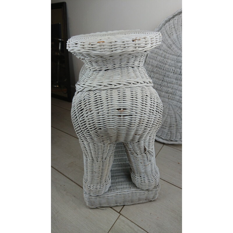 Mesa de centro vintage de mimbre en forma de elefante, 1960