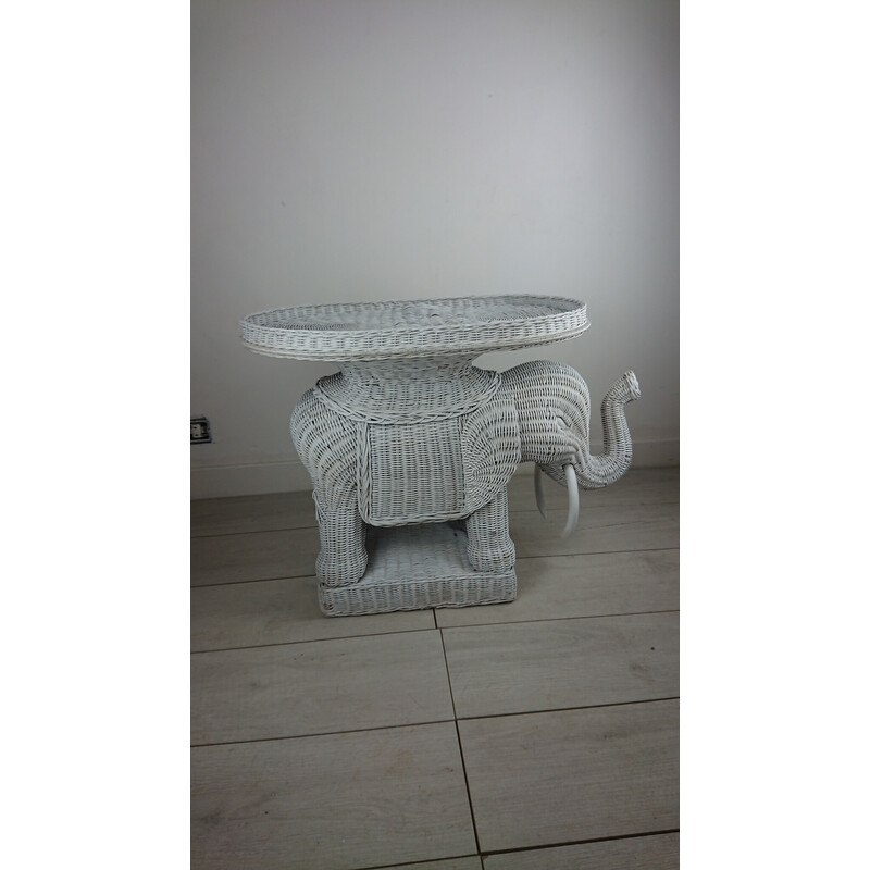 Vintage elephant wicker coffee table, 1960