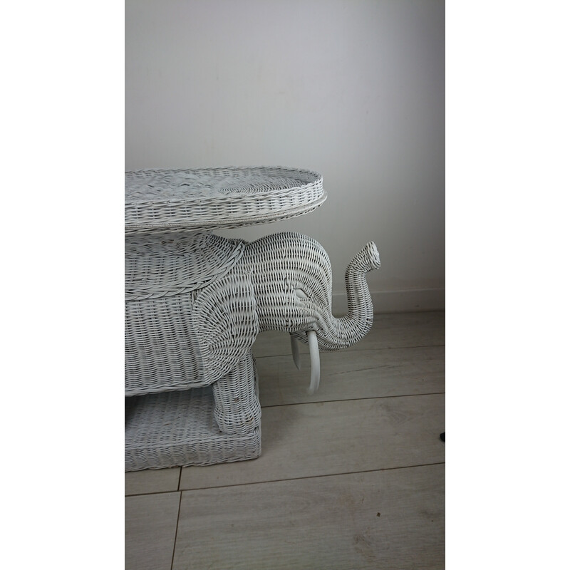 Vintage elephant wicker coffee table, 1960