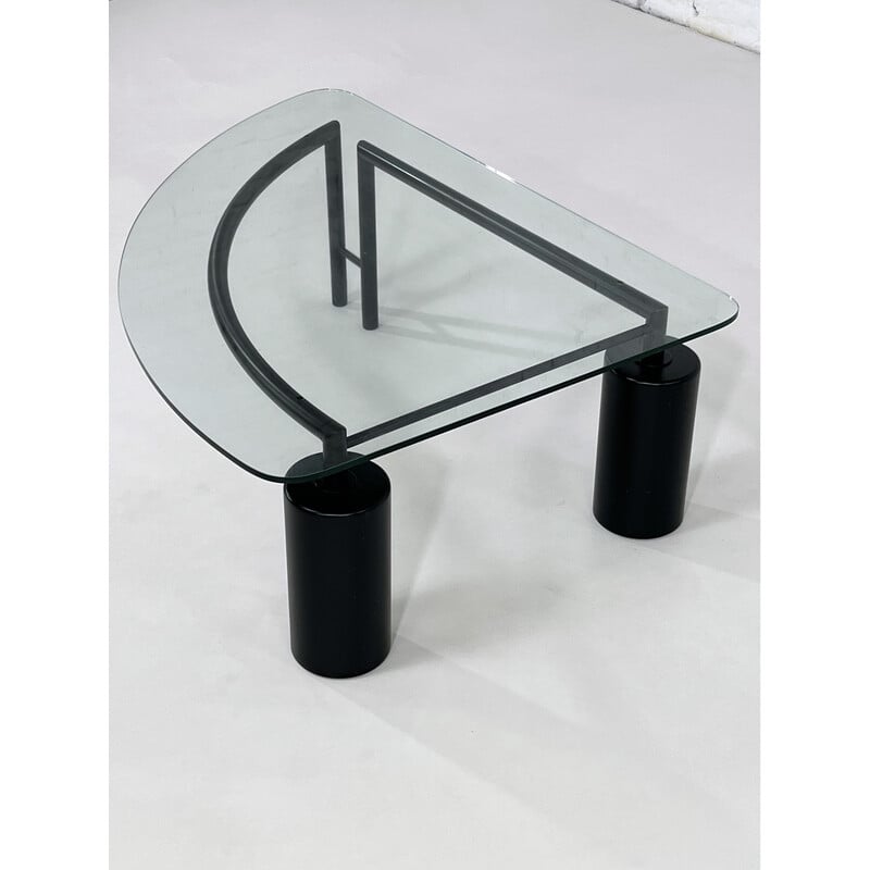 Vintage metal and glass coffee table, 1980