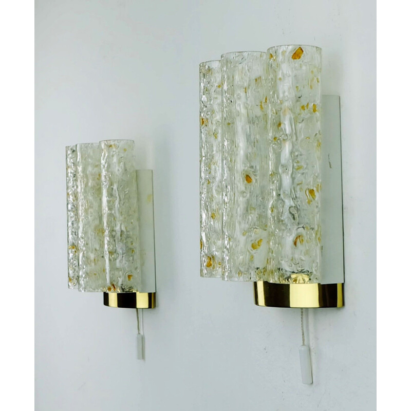 Pair of wall lamps with 4 glass tubes produced by Doria - 1960s