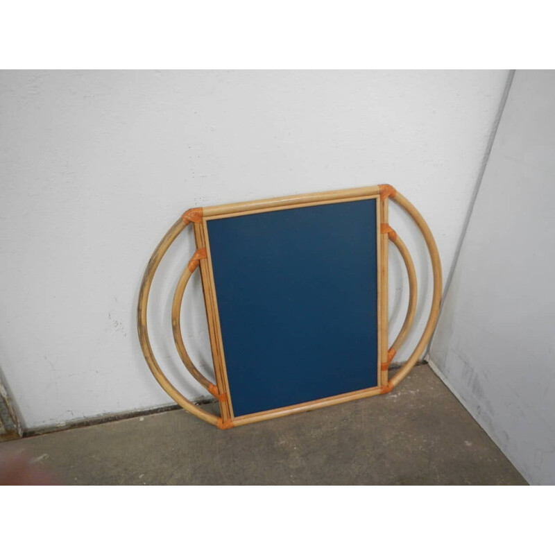 Vintage-Spiegel mit Rattan-Rahmen