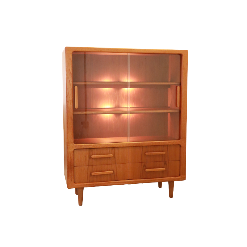 Danish vintage display cabinet with lighting 'Hyldhofte' by Dyrlund