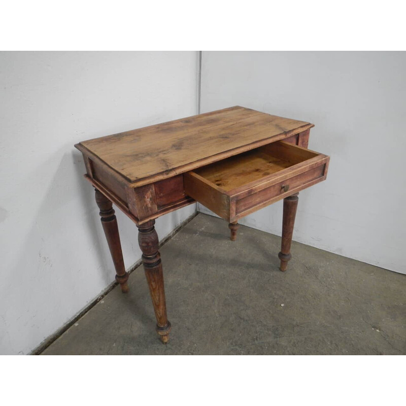 Mesa auxiliar vintage de madera de abeto y álamo