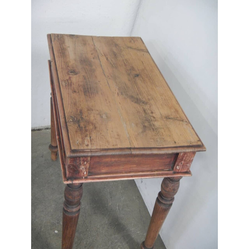 Table d'appoint vintage en bois de sapin et peuplier