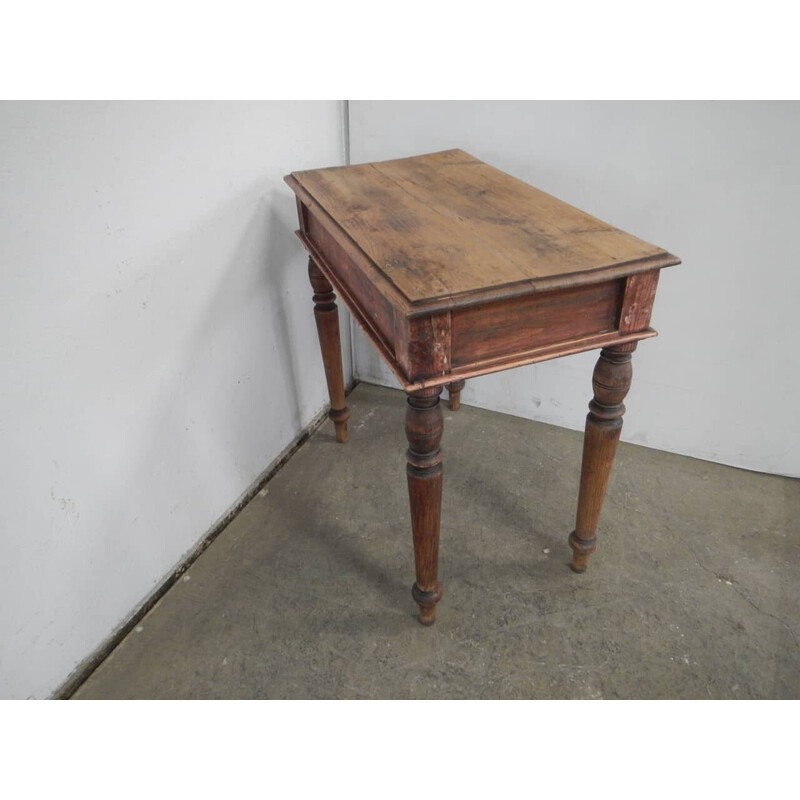 Vintage side table in fir and poplar wood