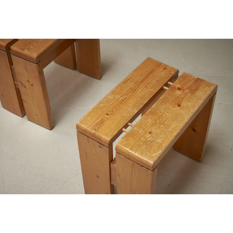 Pair of vintage stools, selected by Charlotte Perriand for Les Arcs