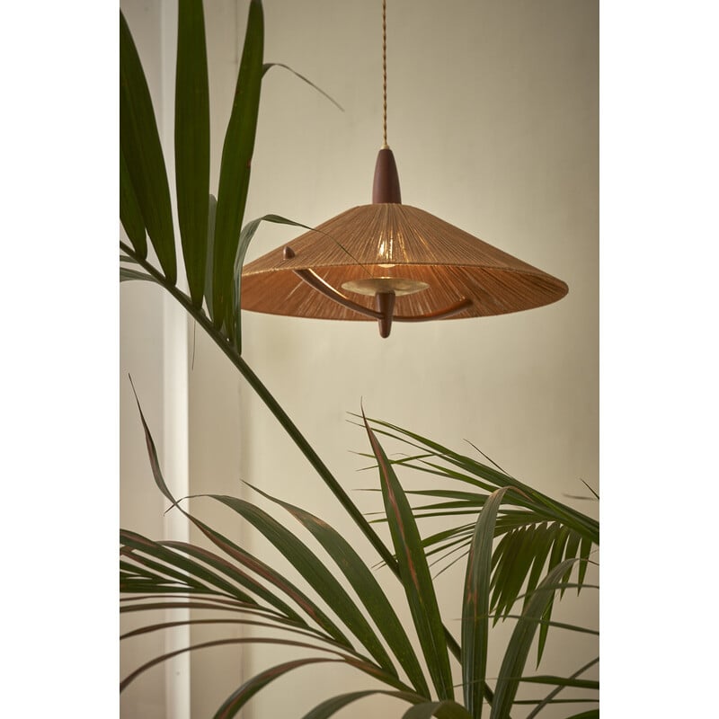 Vintage sisal pendant lamp by Temde