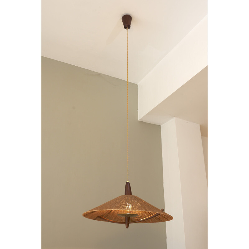 Suspension vintage en sisal par Temde