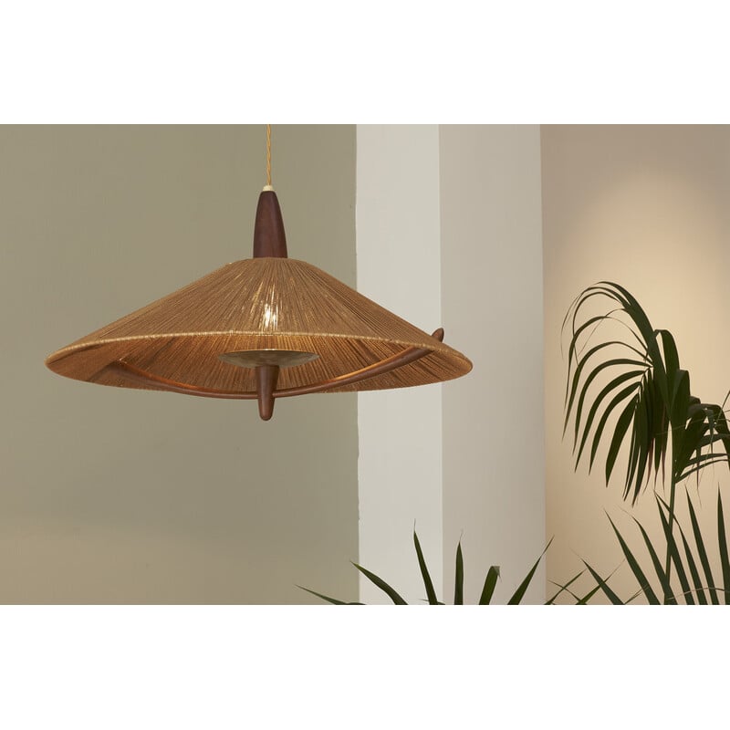 Vintage sisal pendant lamp by Temde