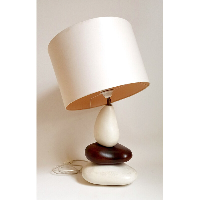 François Châtain vintage table lamp with 3 pebbles