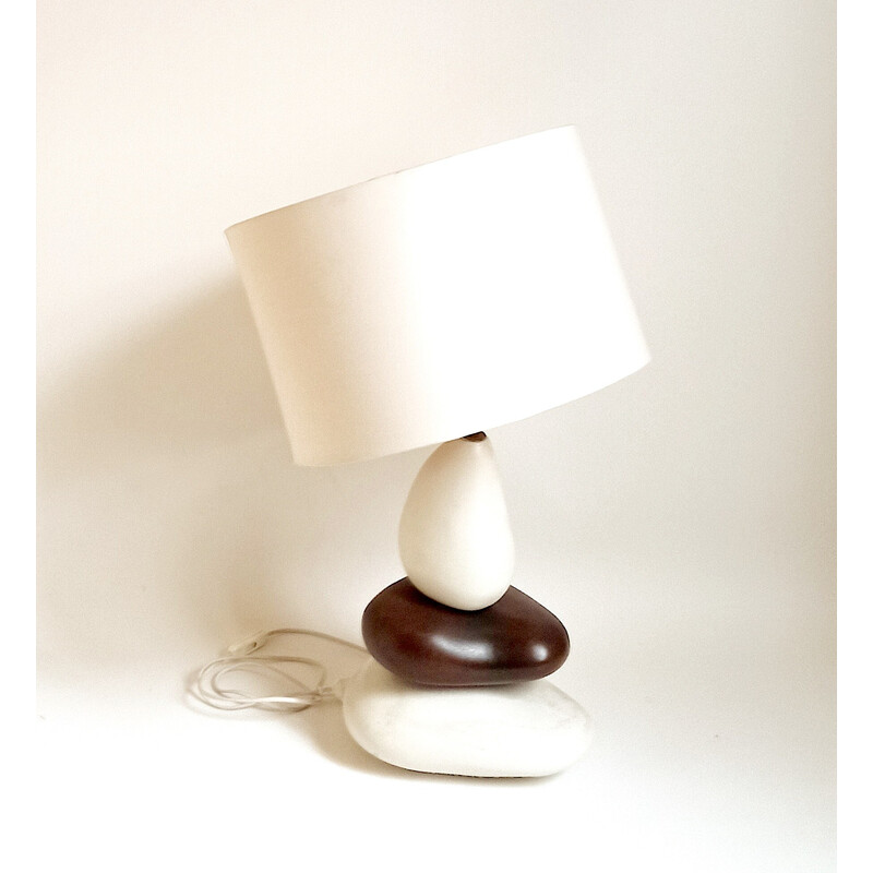 François Châtain vintage table lamp with 3 pebbles