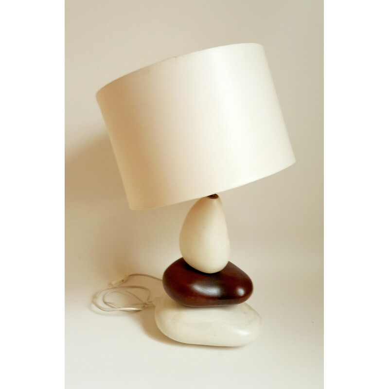 François Châtain vintage table lamp with 3 pebbles