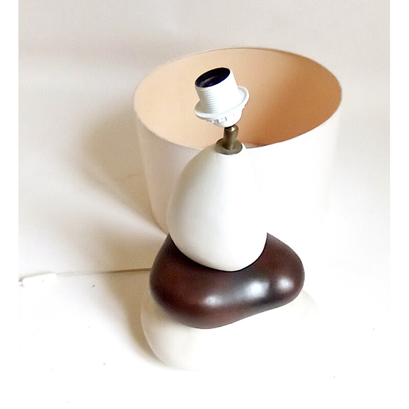 Lámpara de mesa vintage François Châtain con 3 guijarros