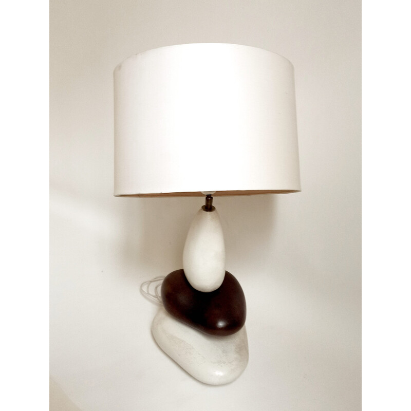 François Châtain vintage table lamp with 3 pebbles