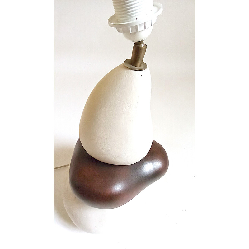 Lámpara de mesa vintage François Châtain con 3 guijarros