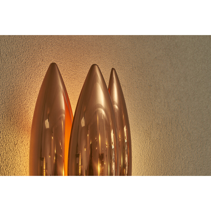 Pair of vintage Kastor wall lamps in copper by Jo Hammerborg for Fog and Mørup, Denmark 1960s