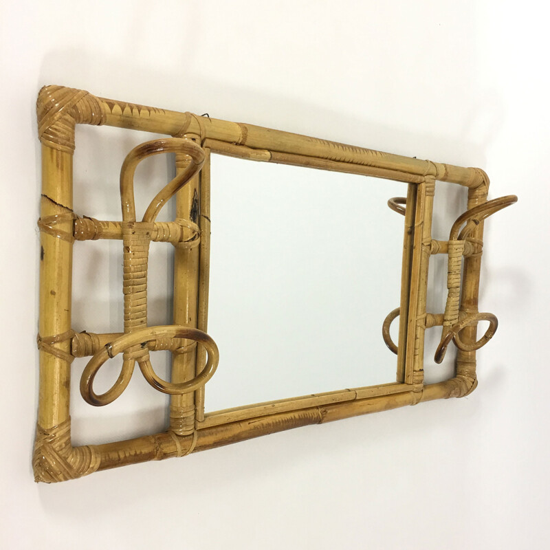 Mid century mirror in rattan and bamboo - 1960s