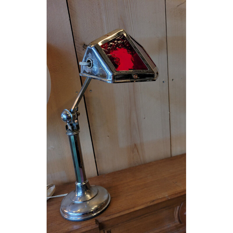 Lampada vintage "Pirouett" in ottone cromato e vetro
