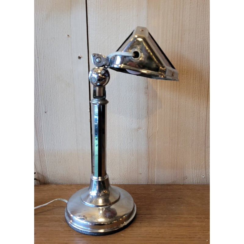 Lampe vintage "Pirouett" en laiton chromé et verre