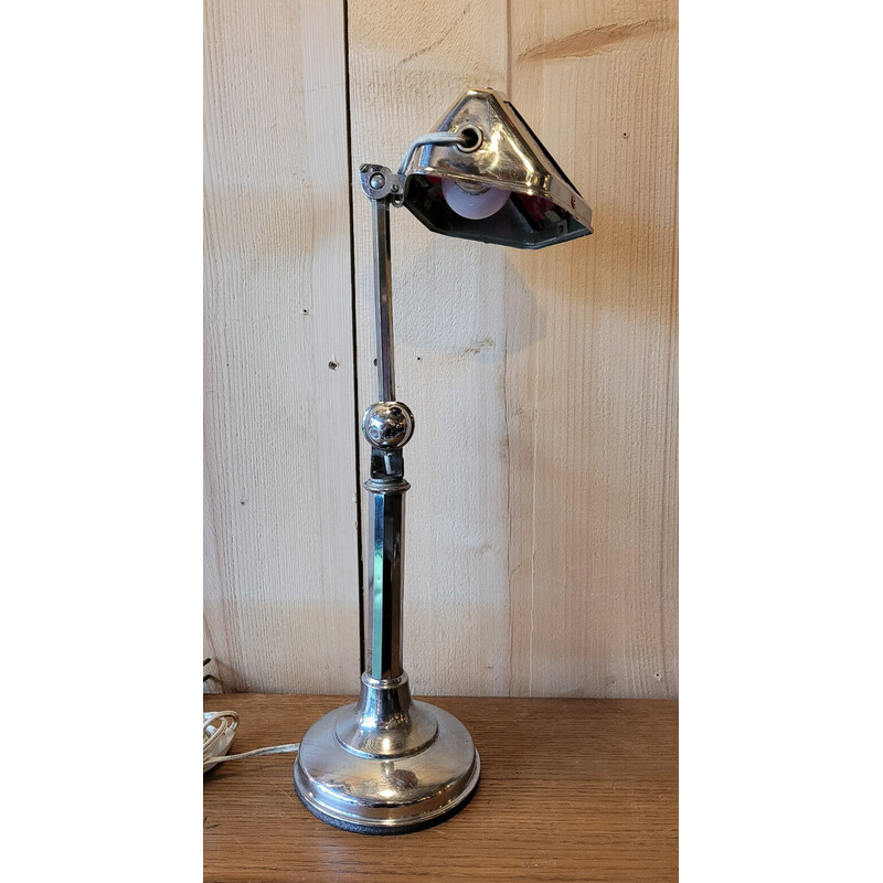 Pirouett" vintage lamp in verchroomd messing en glas