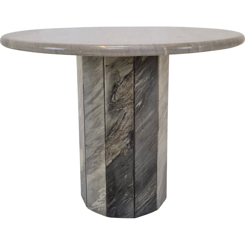 Vintage round Italian marble coffee table, 1980s