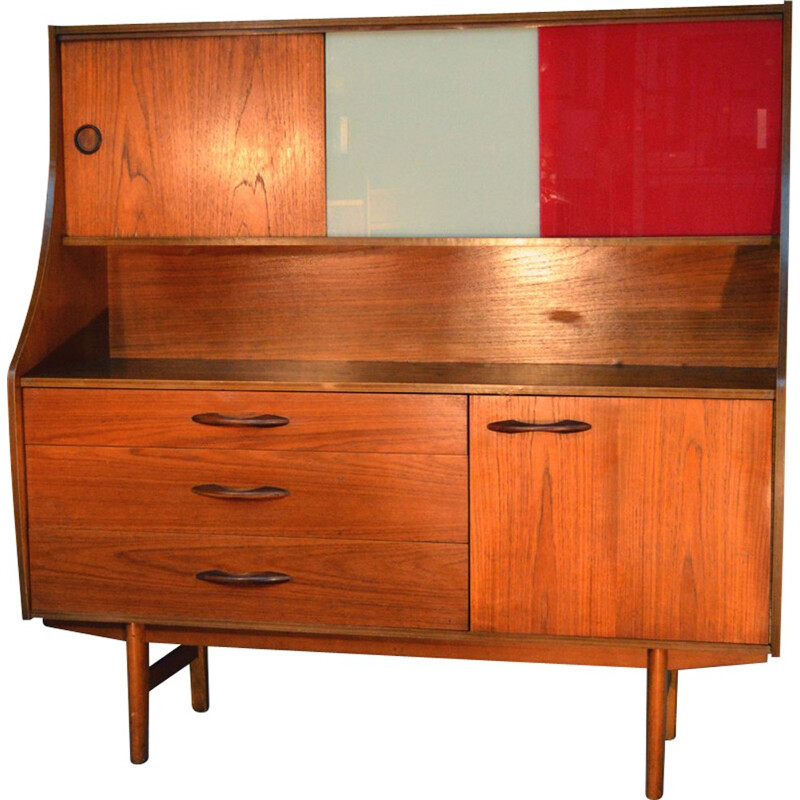 Scandinavian Highboard with glass panels - 1960s