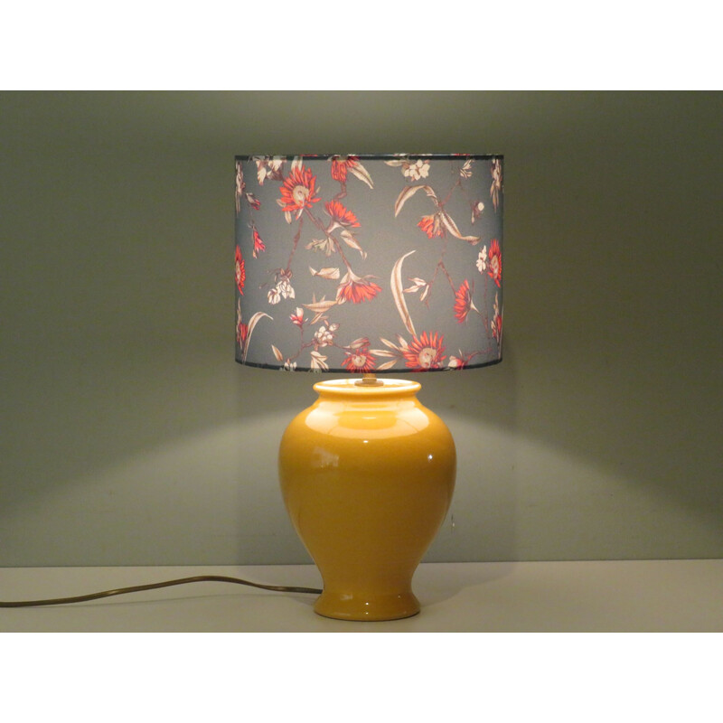 Lampe de table vintage Kostka en céramique avec abat-jour personnalisé, France 1960-1970