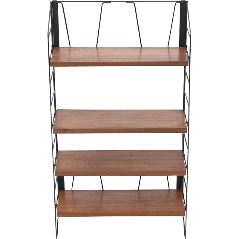 Vintage metal and wood bookcase, 1950s
