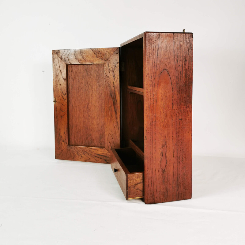 Vintage minimalist teak wall cabinet, Denmark 1960s