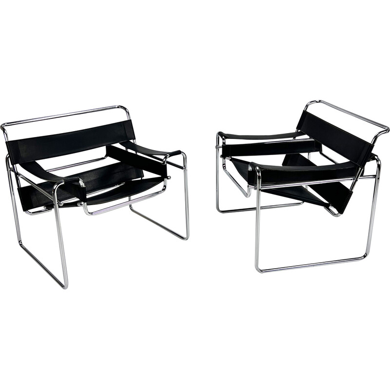 Vintage Wassily B3 armchairs by Marcel Breuer, 1980s