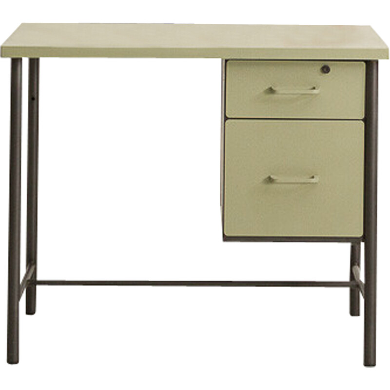 Vintage metal desk in pistachio green