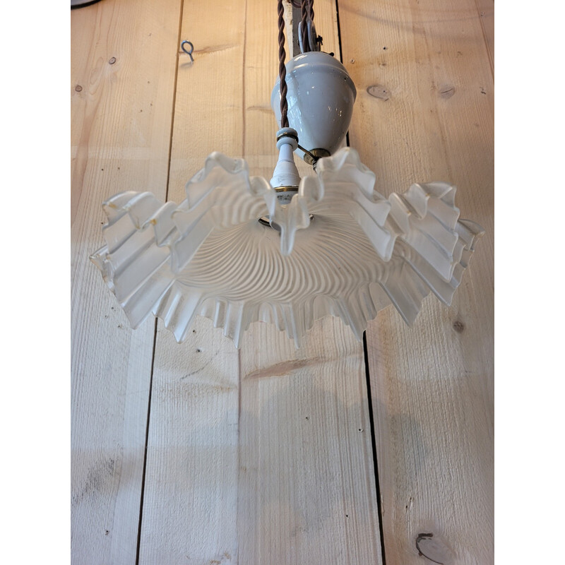 Vintage pendant lamp "rise and fall" in pressed glass