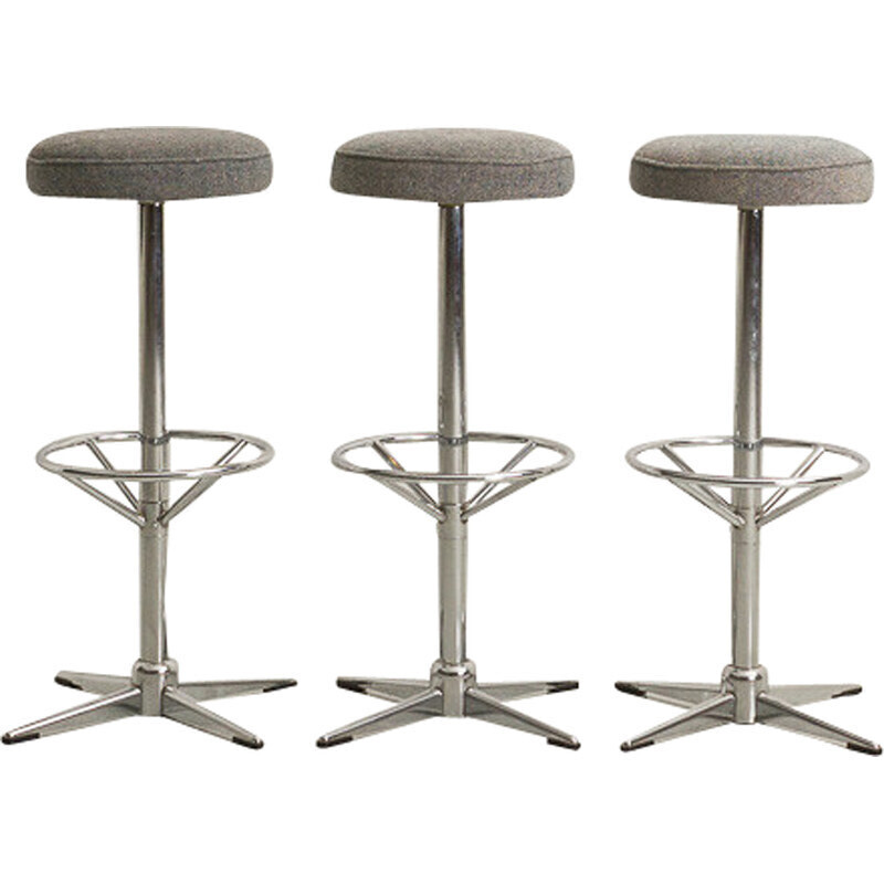 Vintage bar stools with restored seat and chrome steel legs