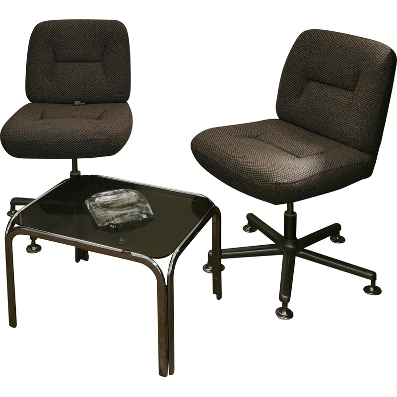 Par de cadeiras de escritório com manchas cinzentas vintage por Eurosit, anos 70