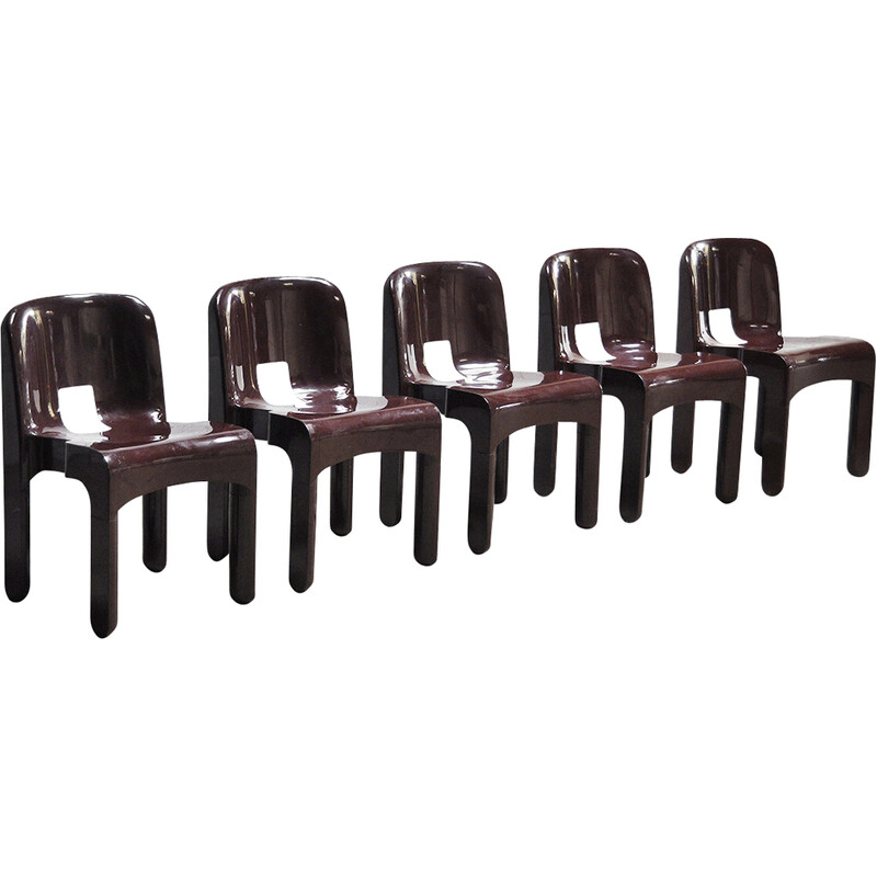 Ensemble de 5 chaises vintage "Universale" modèle 4869 par Joe Colombo pour Kartell, 1970