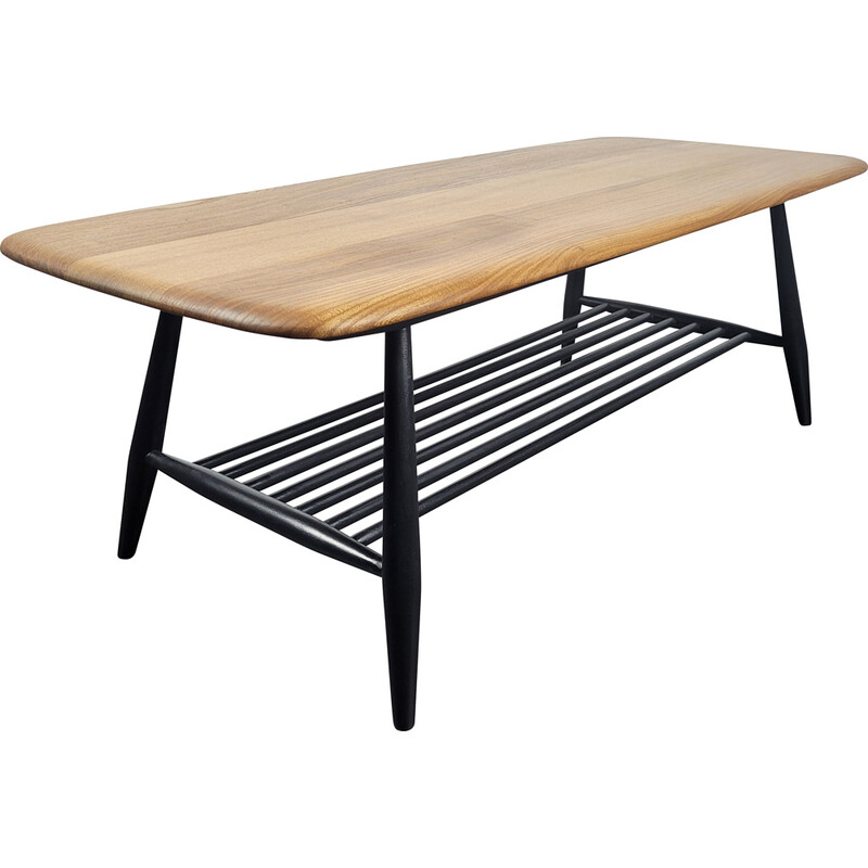 Vintage black leg coffee table by Ercol, 1980s