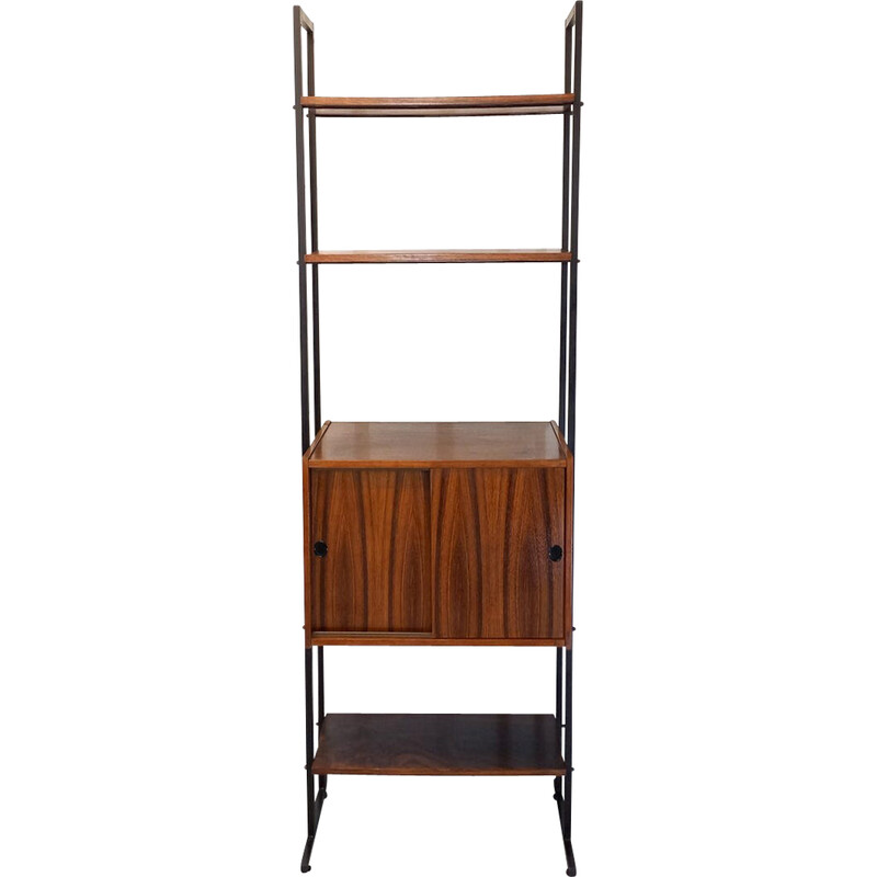 Vintage rosewood and metal bookcase, 1960