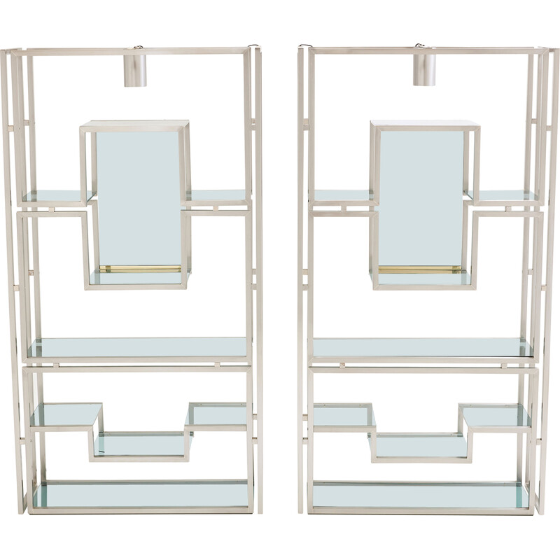 Pair of vintage brushed steel and brass shelves by Kim Moltzer, 1970