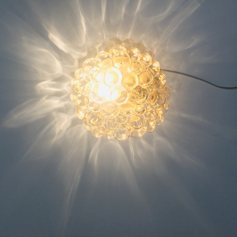 Pair of vintage amber bubble glass ceiling lamps by Helena Tynell for Limburg, Germany 1960s