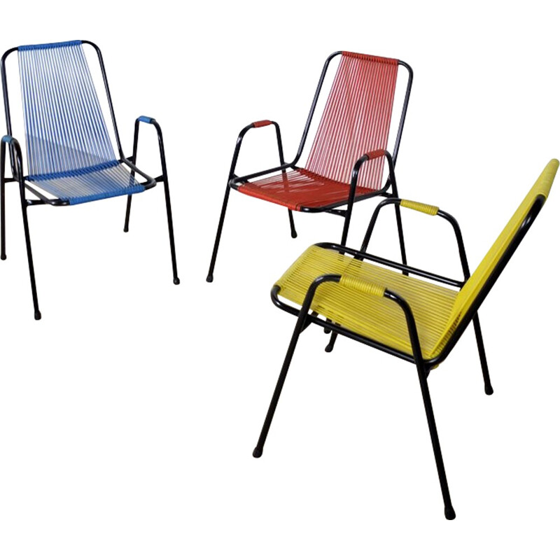 Metal and scoubidou chair - 1950s