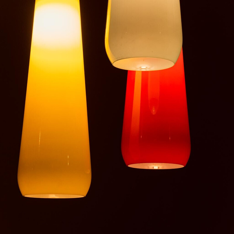 Lampadario vintage a 3 luci di Alessandro Pianon per Vistosi, 1960