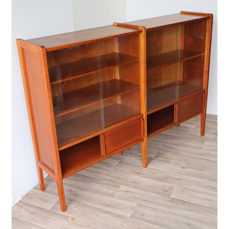 Vintage bookcase with wooden shelves, 1960