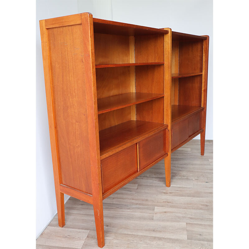 Vintage bookcase with wooden shelves, 1960