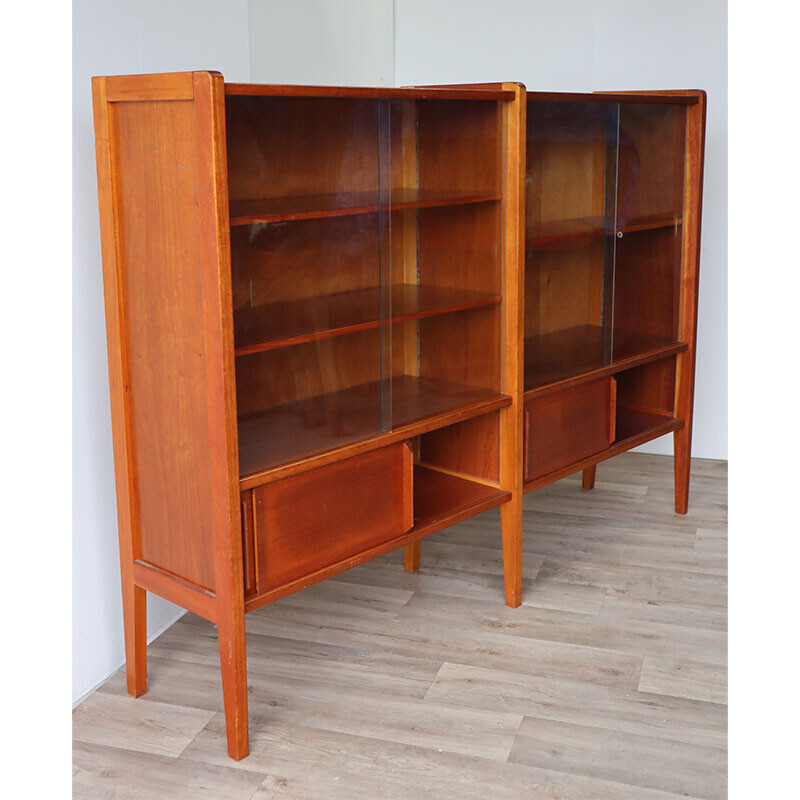 Vintage bookcase with wooden shelves, 1960