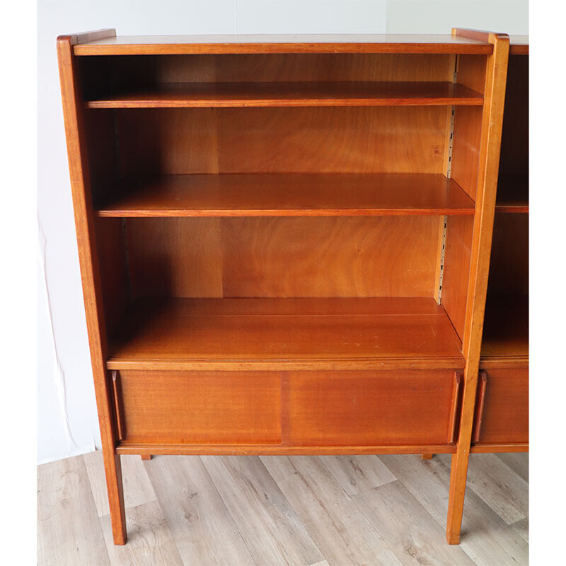 Vintage bookcase with wooden shelves, 1960