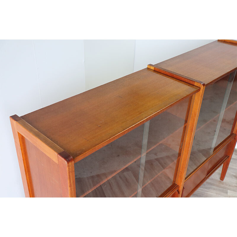 Vintage bookcase with wooden shelves, 1960