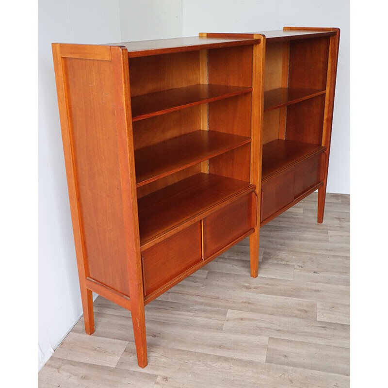 Vintage bookcase with wooden shelves, 1960