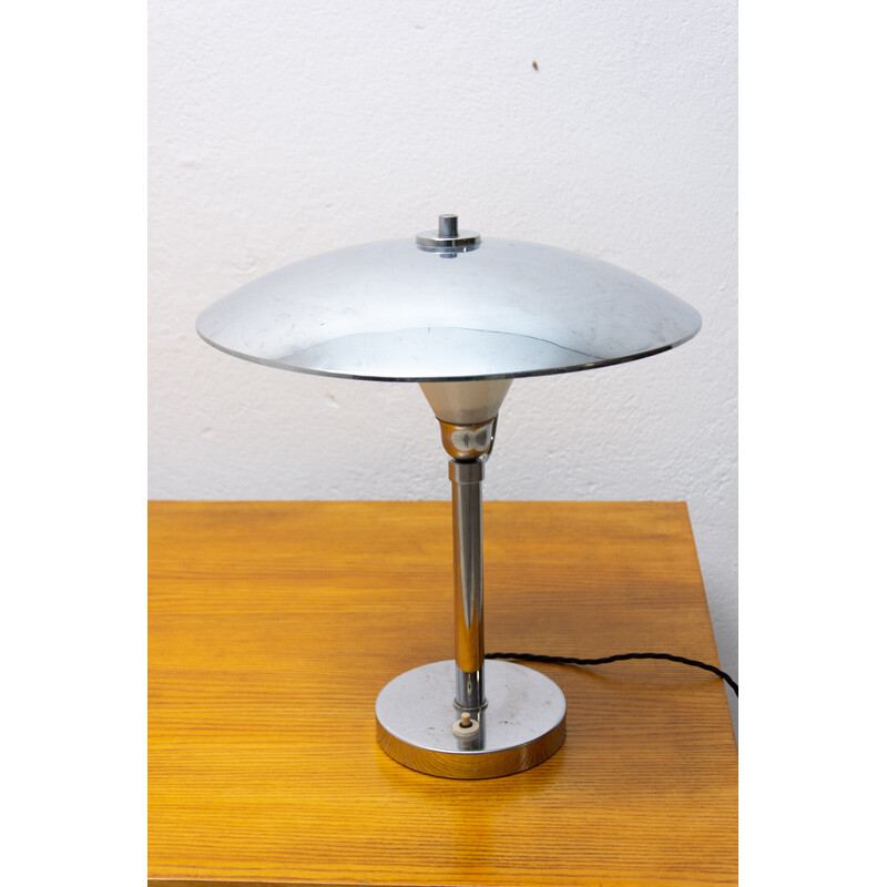 Vintage Bauhaus chrome desk lamp, Czechoslovakia 1940s