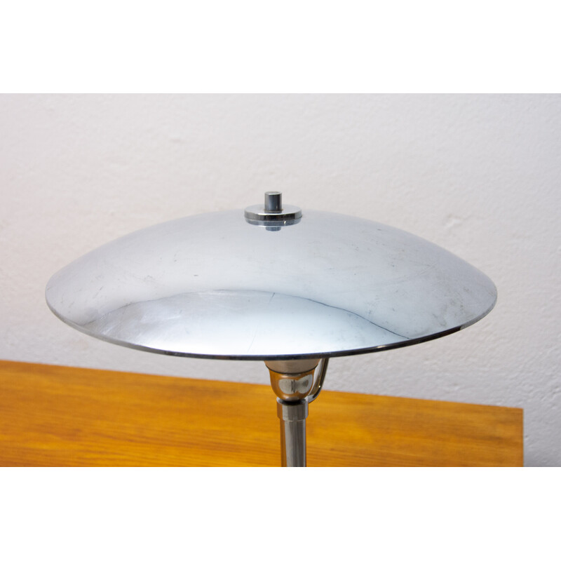 Lampada da tavolo vintage Bauhaus cromata, Cecoslovacchia, anni '40